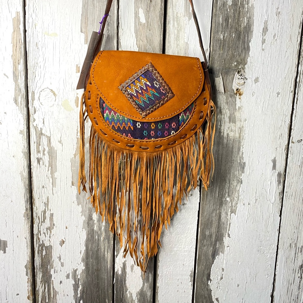 Huipil fringe festival bag textile Guatemalan boho